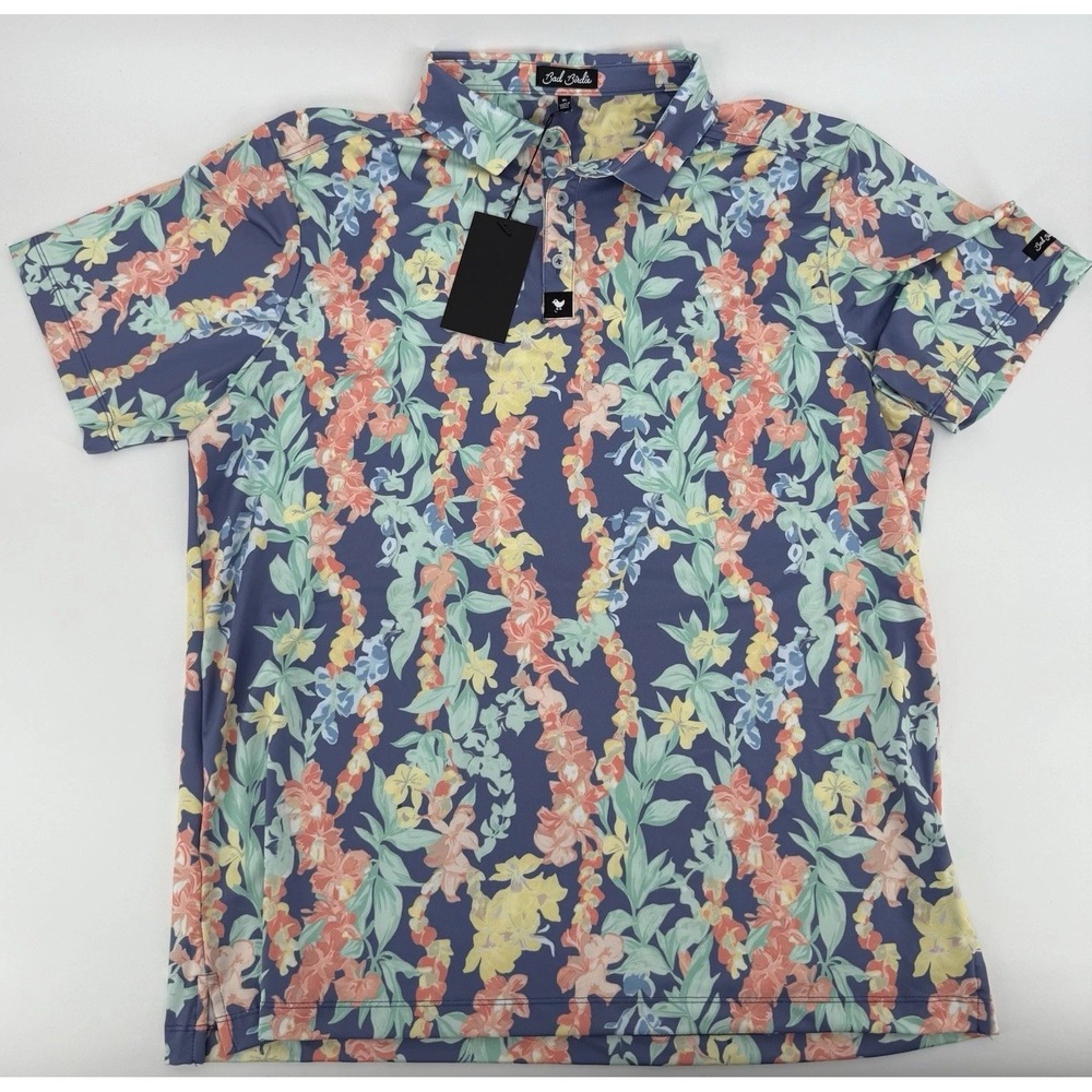 Bad Birdie Le'd Polo Shirt XL Floral Pattern Golf Performance Core NWT